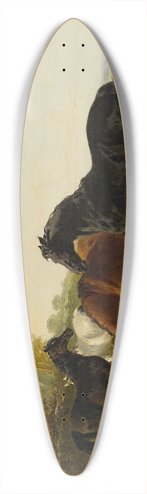 John Frederick Herring Jr. - Horses And Chickens 39.3 inch art pintail longboard deck
