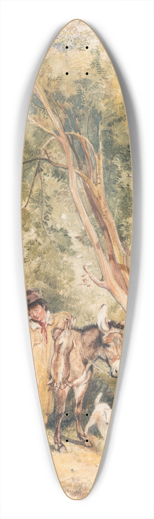 John Frederick Lewis - Game Keeper And Boy Ferreting A Rabbit 39.3 inch art pintail longboard deck