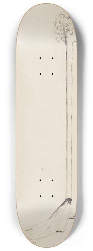 Georges Jules Victor Clairin - A caricature of Sarah Bernhardtas a stick with a little sponge above her head 8.25 inch art skate deck