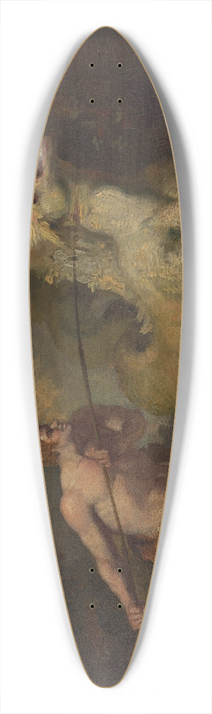 John Hamilton Mortimer - Man attacking a monster 39.3 inch art pintail longboard deck