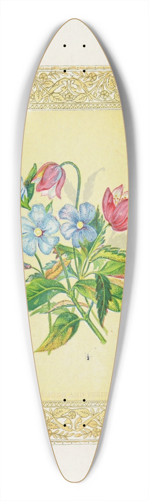 John Henry Ingram - Wood Anemone & Periwinkle 39.3 inch art pintail longboard deck