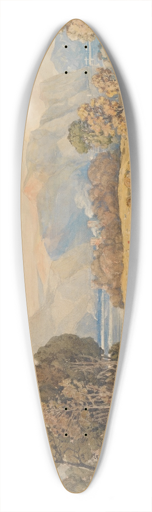 John Joseph Cotman - Landscape with River and Mountains 39.3 inch art pintail longboard deck