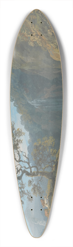 John Laporte - Day  Landscape with Rapids and Cattle 39.3 inch art pintail longboard deck
