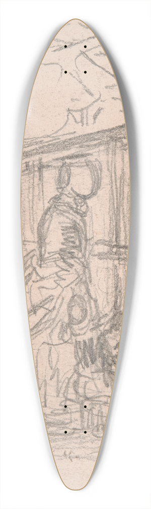 John Leech - Boarding a Train 39.3 inch art pintail longboard deck
