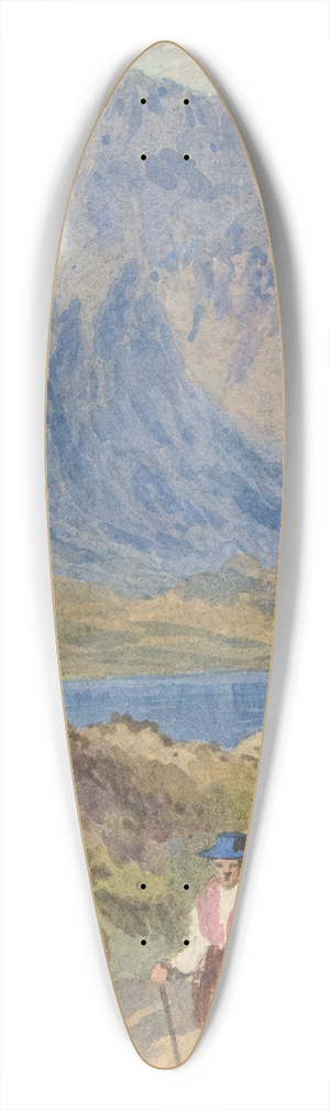 John Leech - Mountainous Landscape with Hiker 39.3 inch art pintail longboard deck
