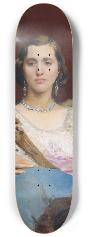 George Spencer Watson - Portrait of Miss Dewitt wearing a leopard stole 8.25 inch art skate deck