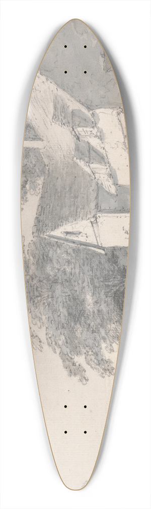 John Monro - Farm Building 39.3 inch art pintail longboard deck