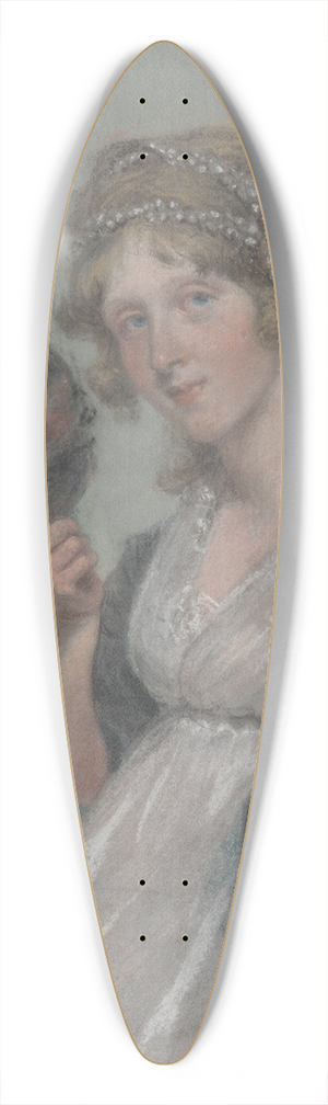 John Raphael Smith - Woman Holding a Mask 39.3 inch art pintail longboard deck