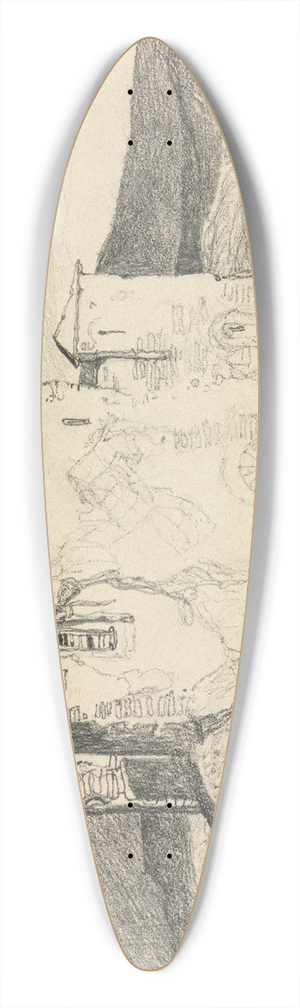 John Sell Cotman - A Castle in Normandy 39.3 inch art pintail longboard deck