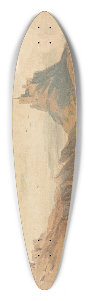 John Varley - Castle on Holy Island 39.3 inch art pintail longboard deck
