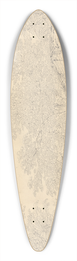 John Webber - Village Scene 39.3 inch art pintail longboard deck
