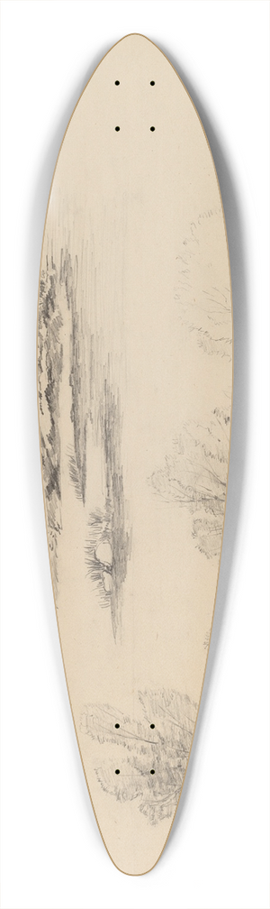 John William Casilear - Rocks Along a Lakeshore (recto) 39.3 inch art pintail longboard deck
