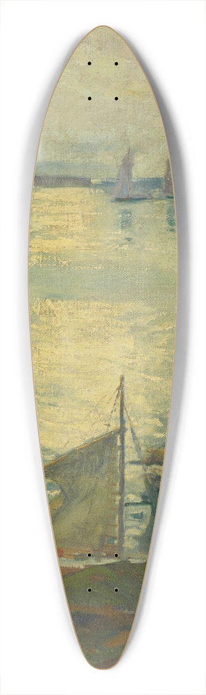 Jonas Lie - Coast Scene with Ships 39.3 inch art pintail longboard deck