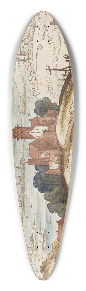 Joos de Momper - Landscape with Chateau on a Hill 39.3 inch art pintail longboard deck