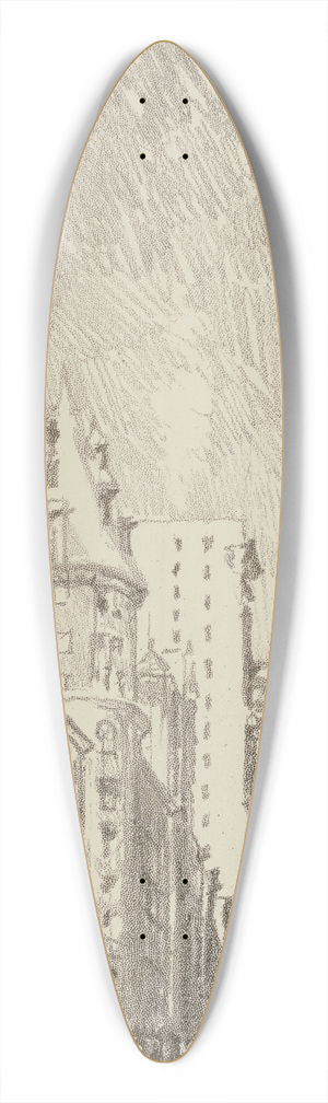 Joseph Pennell - Broadway From Bowling Green 39.3 inch art pintail longboard deck