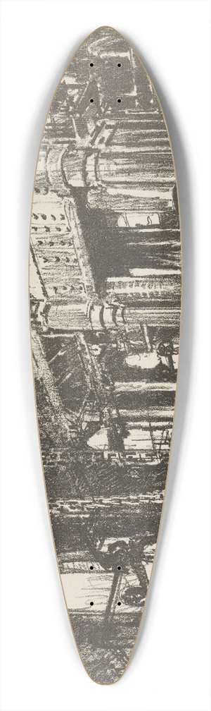 Joseph Pennell - The Gun Forge 39.3 inch art pintail longboard deck