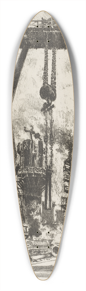 Joseph Pennell - The Old Gun Pit 39.3 inch art pintail longboard deck