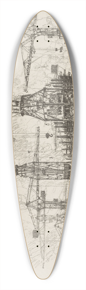 Joseph Pennell - The Old Shipyard 39.3 inch art pintail longboard deck