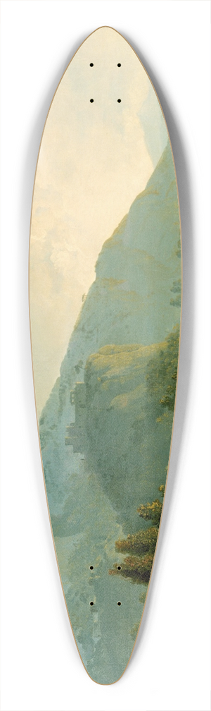 Joseph Wright of Derby - Italian Landscape with Mountains and a River 39.3 inch art pintail longboard deck