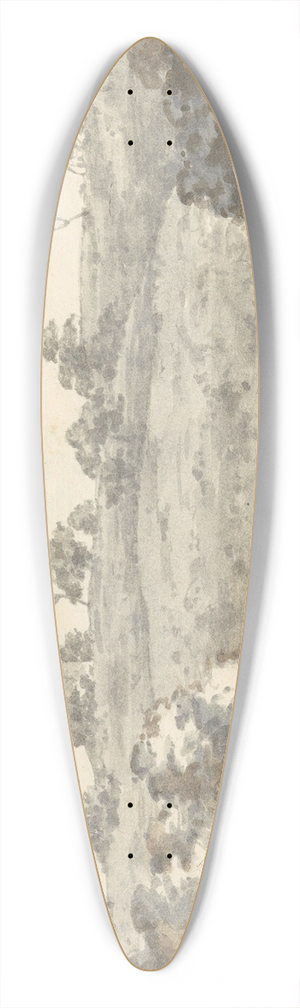 Joseph Wright of Derby - Landscape with a Two-Story Building on a Hill 39.3 inch art pintail longboard deck