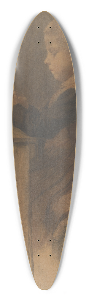 Jozef Hanula - Girl Knitting 39.3 inch art pintail longboard deck