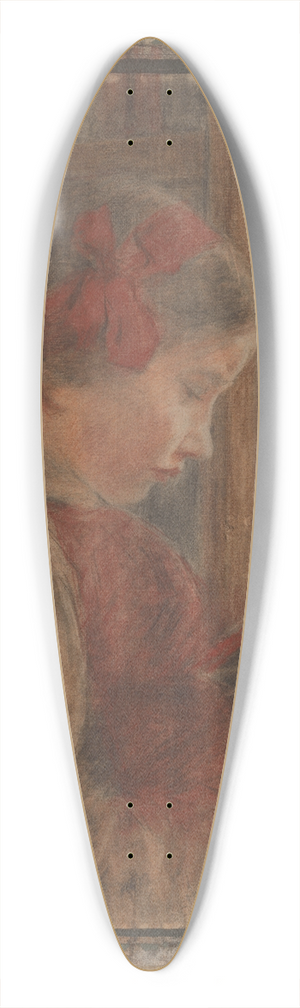 Jozef Hanula - Girl with a Book 39.3 inch art pintail longboard deck