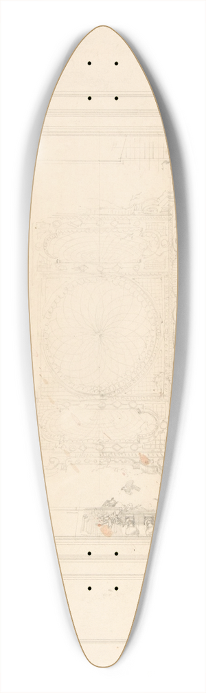 Jules-Edmond-Charles Lachaise - Design for a ceiling decorated with trellis work and a trompe loeil balustrade 39.3 inch art pintail longboard deck