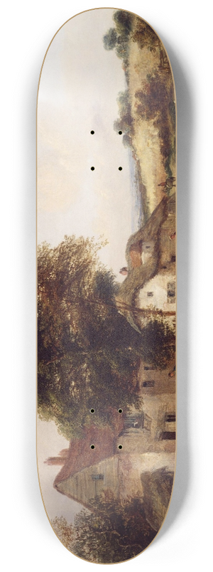 Georgina Lara - A Farmyard with Figures & Horses 8.25 inch art skate deck