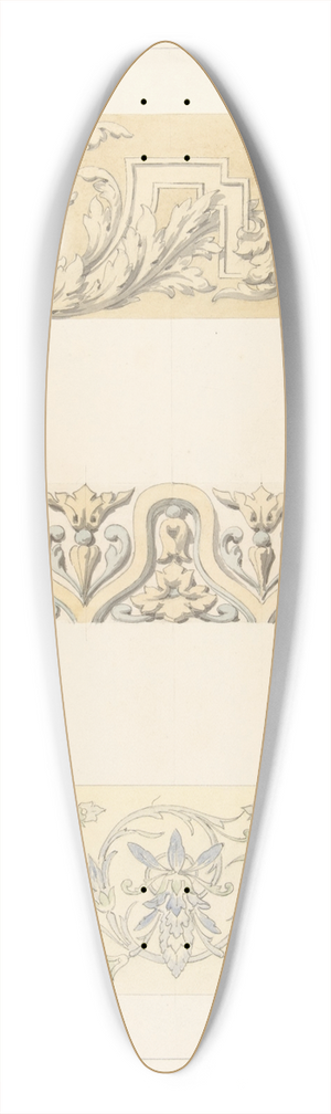Jules-Edmond-Charles Lachaise - Three designs for decorative borders 39.3 inch art pintail longboard deck