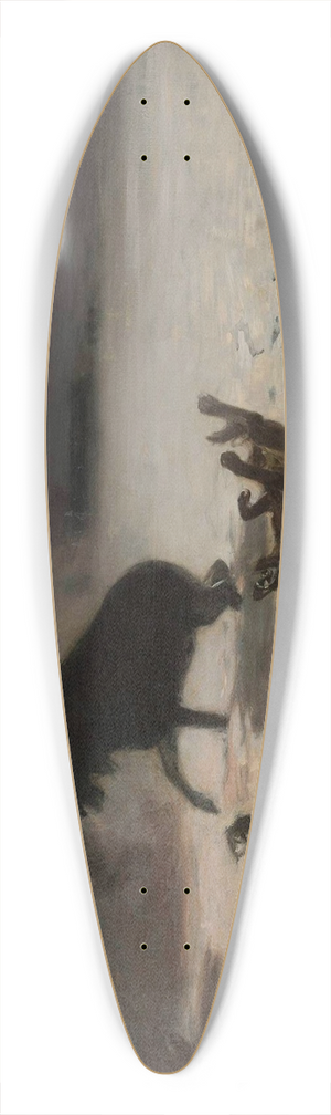 Julian Falat - Elk fighting the wolves 39.3 inch art pintail longboard deck