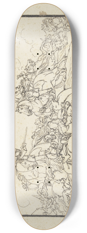 Georg Philipp Rugendas the Elder - Equestrian combat 8.25 inch art skate deck