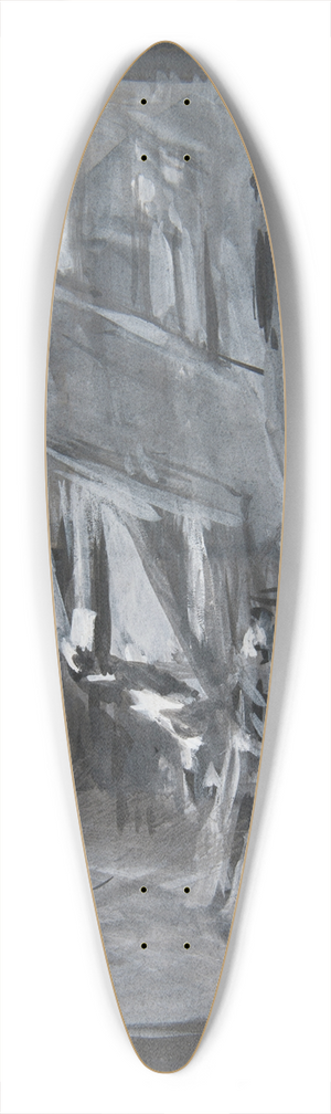 Jzef Pankiewicz - Old Town in Warsaw at night 39.3 inch art pintail longboard deck