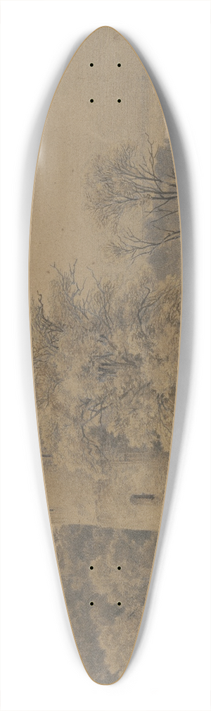 Karl Friedrich Lessing - Waldlandschaft mit Wartturm 39.3 inch art pintail longboard deck
