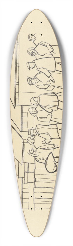 Karl Wiener - Ohne Titel (Menschen vor einer Fabrik) 39.3 inch art pintail longboard deck