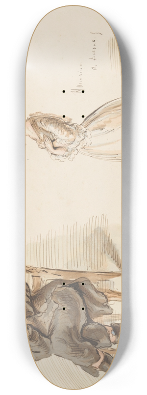 Alexander Ver Huell - Figuurstudies van een man en een jong meisje 8.25 inch art skate deck
