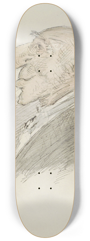 Alexander Ver Huell - Karikaturale kop van een oude man met een lange neus 8.25 inch art skate deck