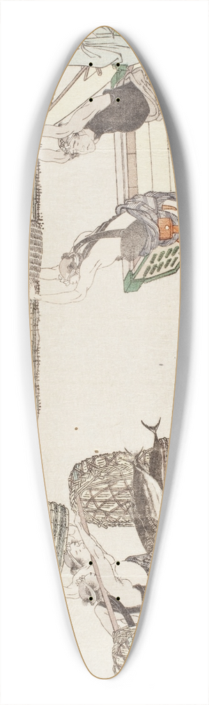 Katsushika Hokusai - Unloading Bonito for Market 39.3 inch art pintail longboard deck