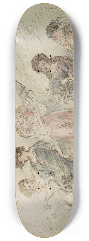 Alexander Ver Huell - Landschap met vier meisjes en een jongen 8.25 inch art skate deck