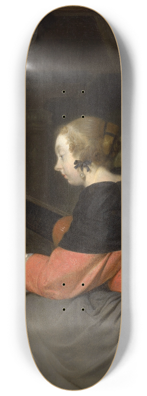 Gerard ter Borch - The Lute Player 8.25 inch art skate deck