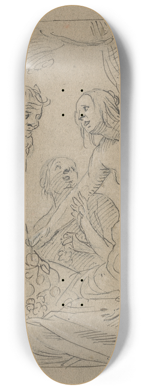 Gerard van Honthorst - Diana and Two Nymphs Receiving Gifts from a Satyr (recto) 8.25 inch art skate deck