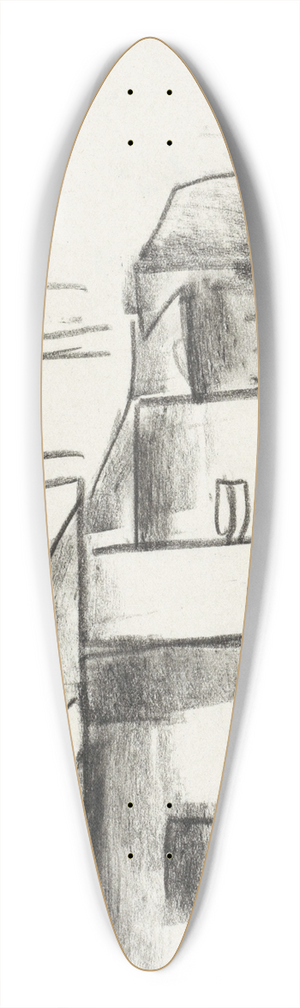 Leo Gestel - Schetsblad met huis 39.3 inch art pintail longboard deck