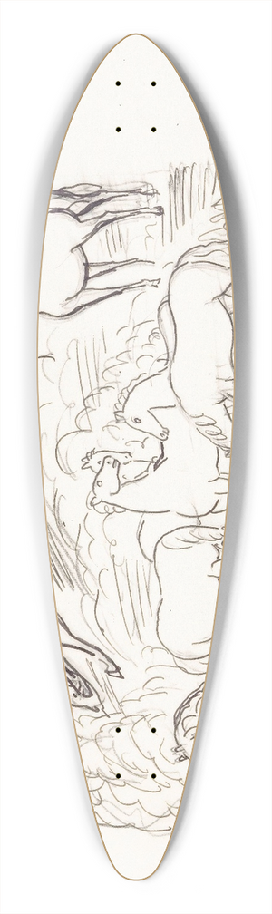 Leo Gestel - Schetsblad met paarden 39.3 inch art pintail longboard deck