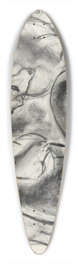 Leo Gestel - Schets van drie paarden 39.3 inch art pintail longboard deck