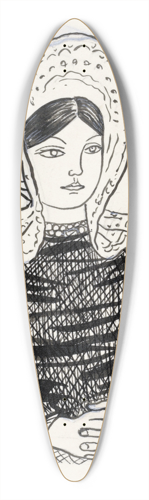 Leo Gestel - Vrouw met kapje op het hoofd 39.3 inch art pintail longboard deck