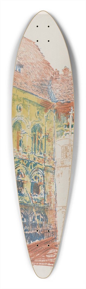 Leon Wyczkowski - Castle Courtyard 39.3 inch art pintail longboard deck