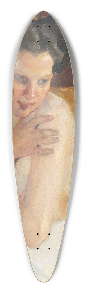 Leo Putz - Erwachen (Sitzender Halbakt) 39.3 inch art pintail longboard deck