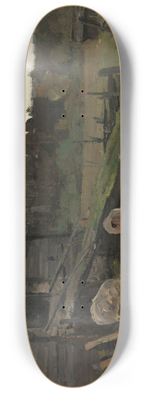 Gerhard Munthe - Pigs at the Barn Bridge 8.25 inch art skate deck