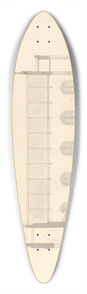 Lewis Vulliamy - Design for a Chapel at Enfield; Longitudinal Section 39.3 inch art pintail longboard deck