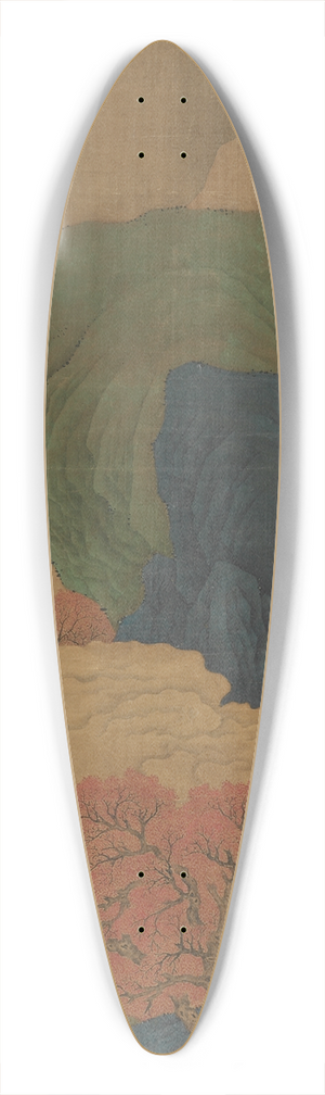 Li Jian - White Clouds and Red Trees 39.3 inch art pintail longboard deck