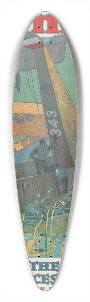 L.N. Britton - Warning! Consider the possible consequences if you are careless in your work 39.3 inch art pintail longboard deck
